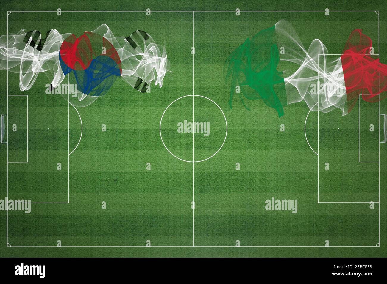 South Korea vs Italy Soccer Match, national colors, national flags