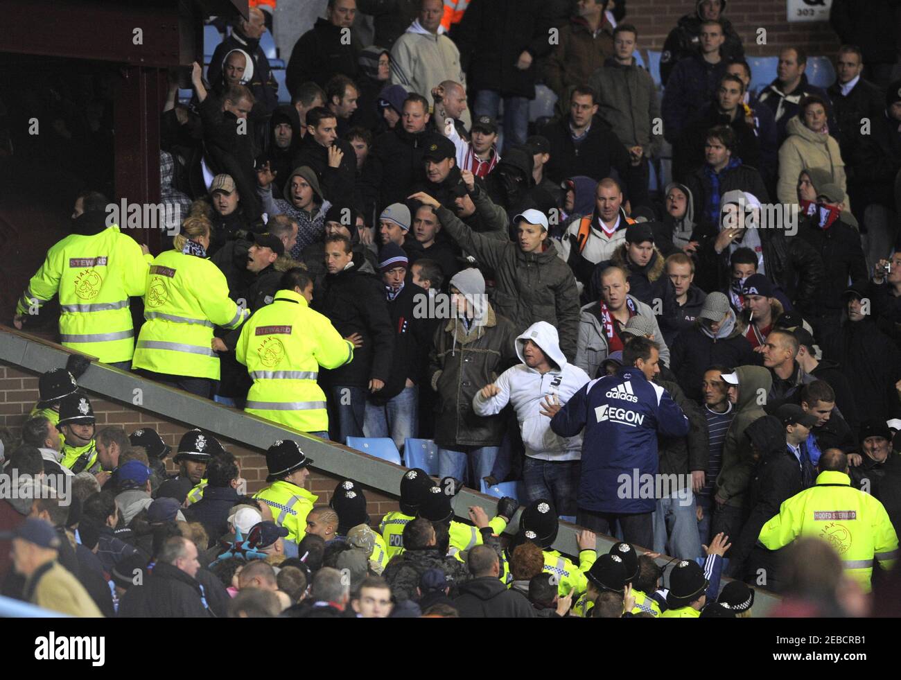 Football - Aston Villa v Ajax Amsterdam - UEFA Cup Group Stage Matchday One  - Villa Park - Midlands - England - 08/09 , 23/10/08 Ajax Amsterdam Fans  and police Mandatory Credit: Action Images / Tony O'Brien Stock Photo -  Alamy