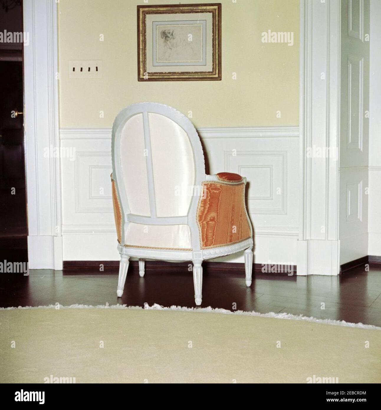 Furniture in Yellow Oval Room. Armchair in Yellow Oval Room, White