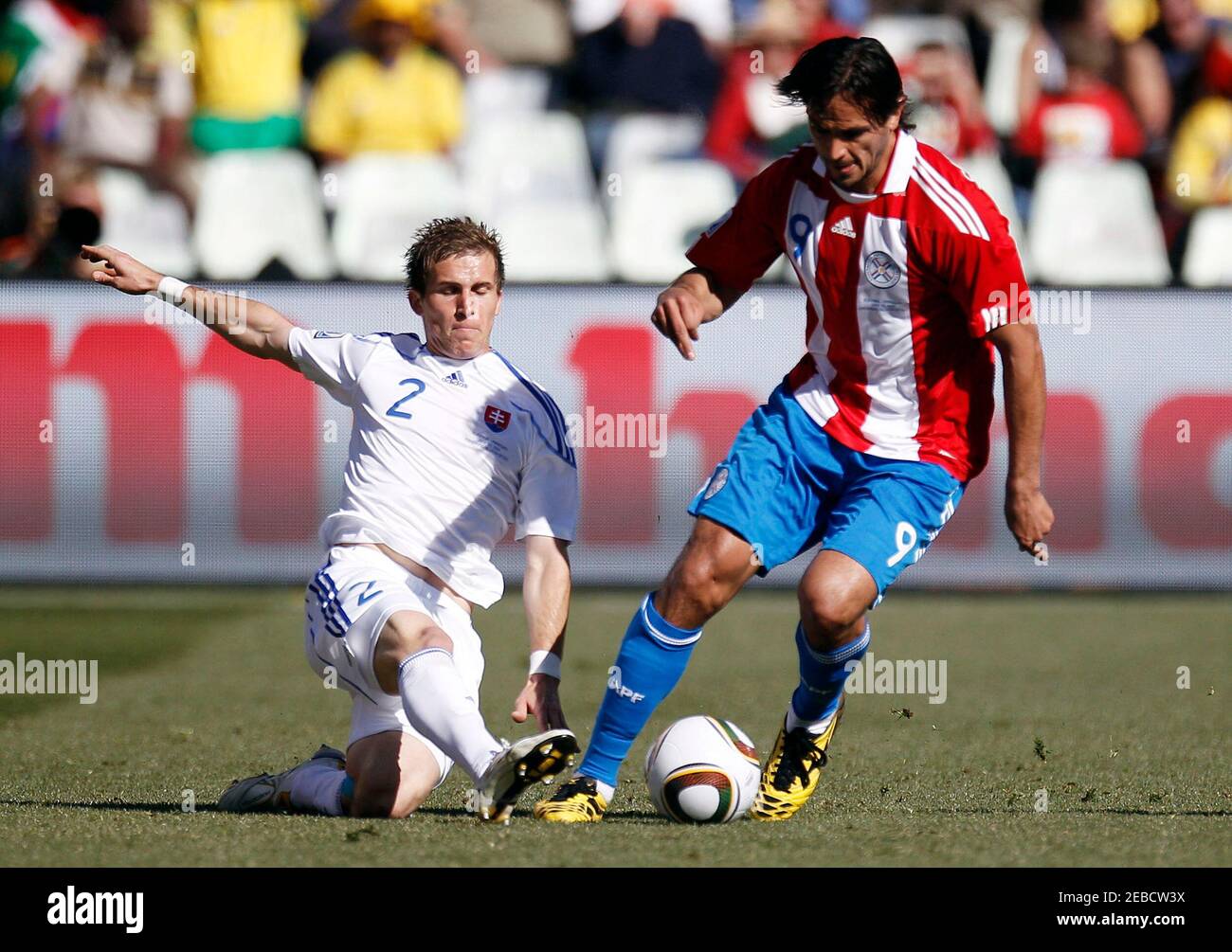 Football Slovakia V Paraguay Fifa World Cup South Africa 10 Group F Free State Stadium Bloemfontein South Africa 6 10 Roque Santa Cruz Paraguay And Peter Pekarik