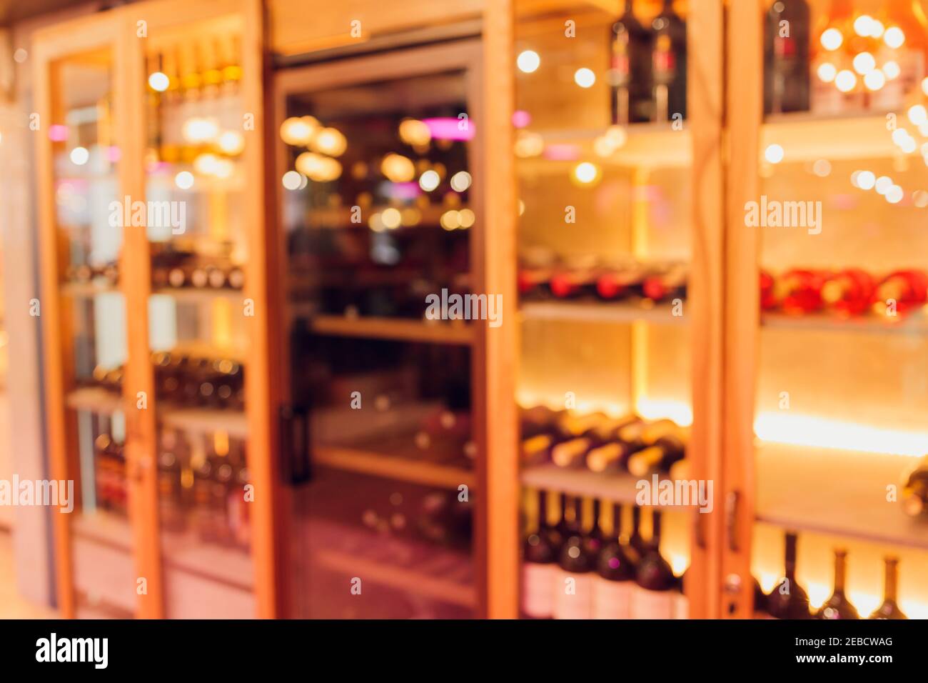 Extensive wine in shopping malls, blurred image background Stock Photo
