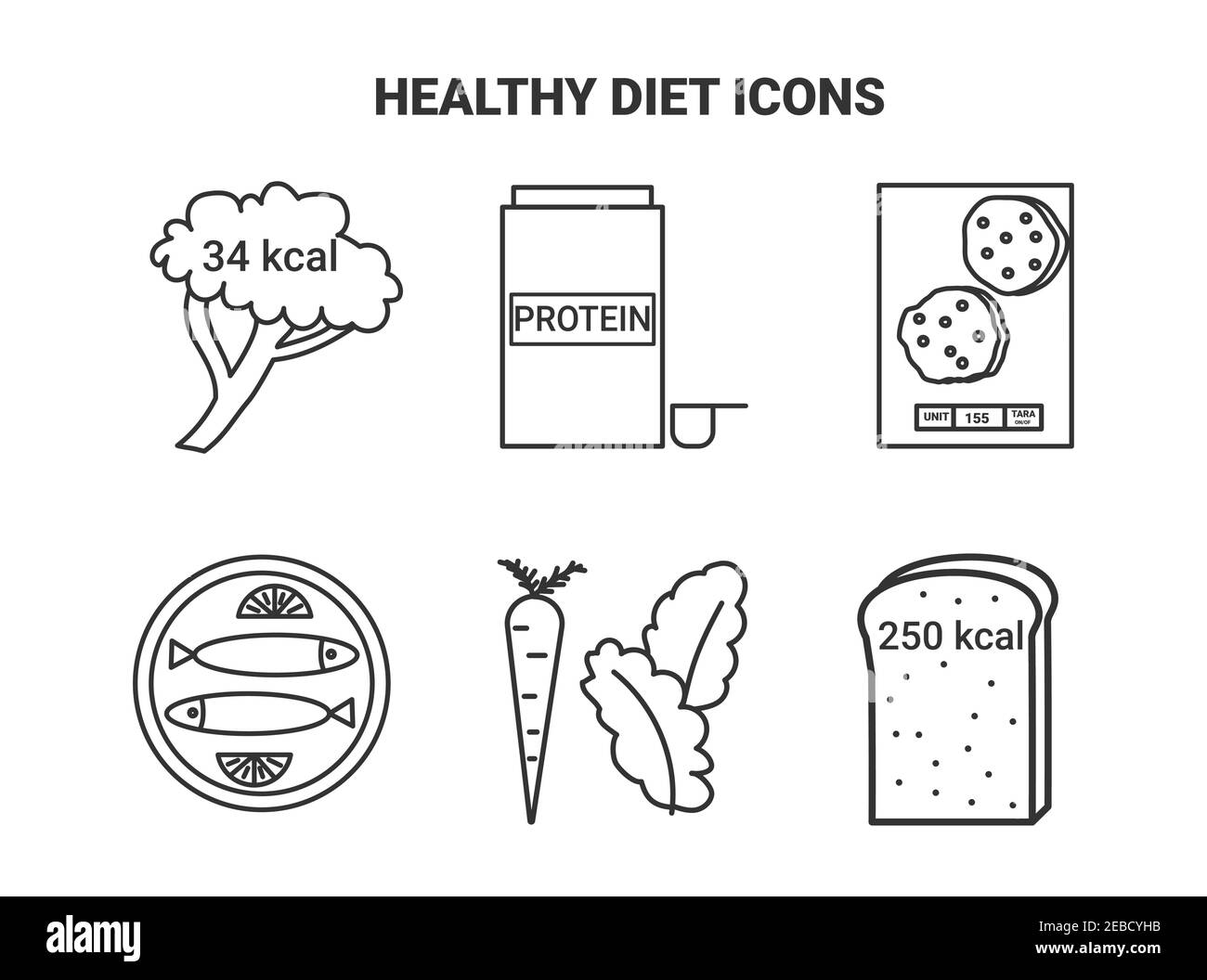 Health diet icons set for webdesign Stock Vector