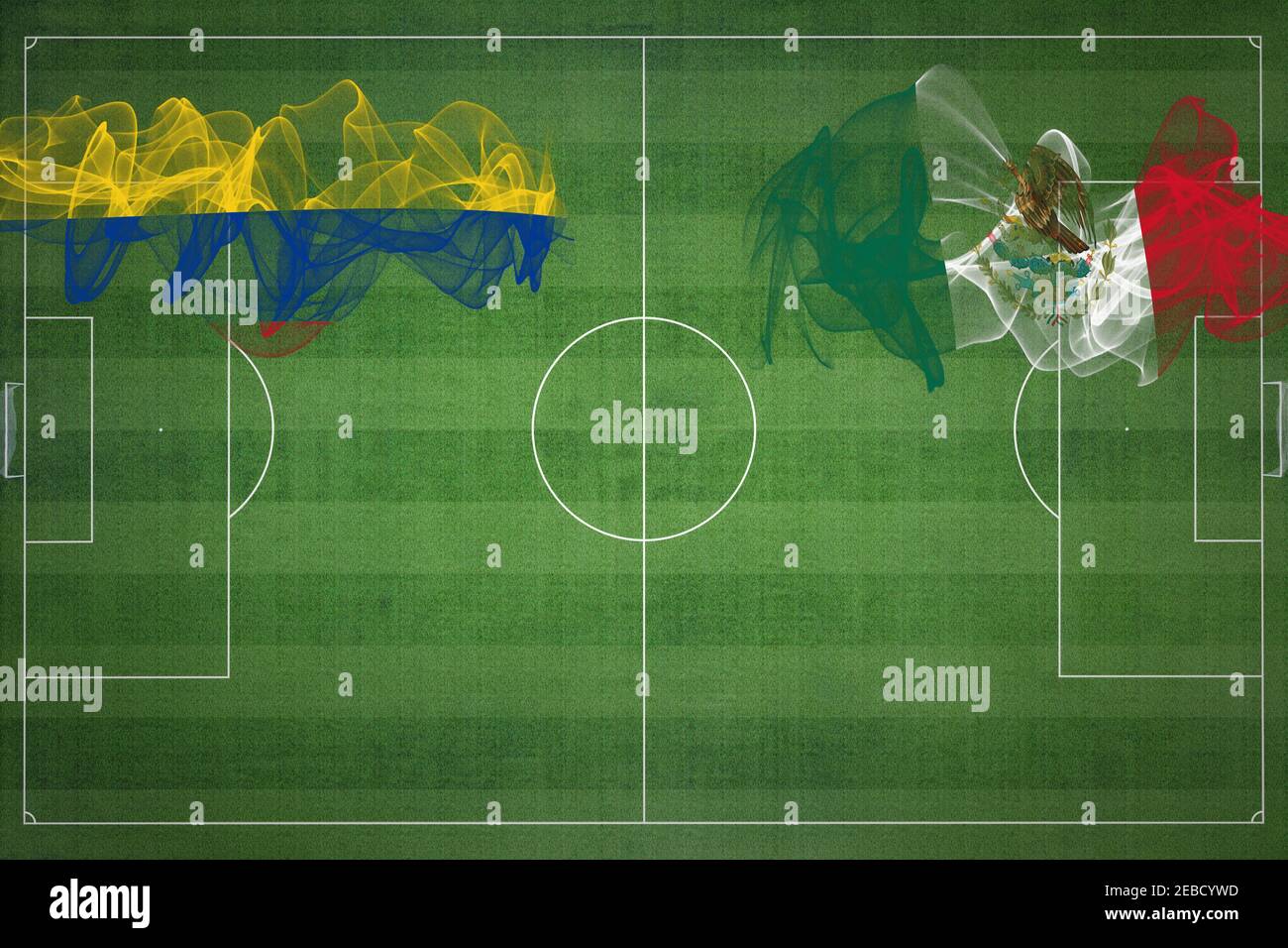 Colombia vs Mexico Soccer Match, national colors, national flags