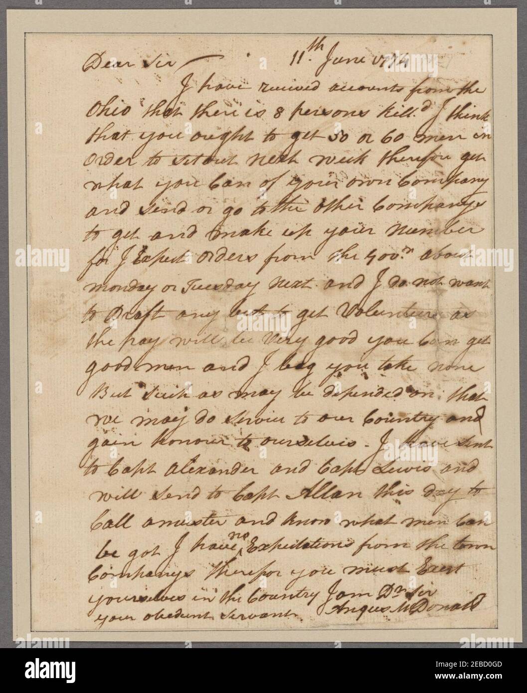 McDonald, Col. Angus. To Captain Daniel Morgan Stock Photo - Alamy