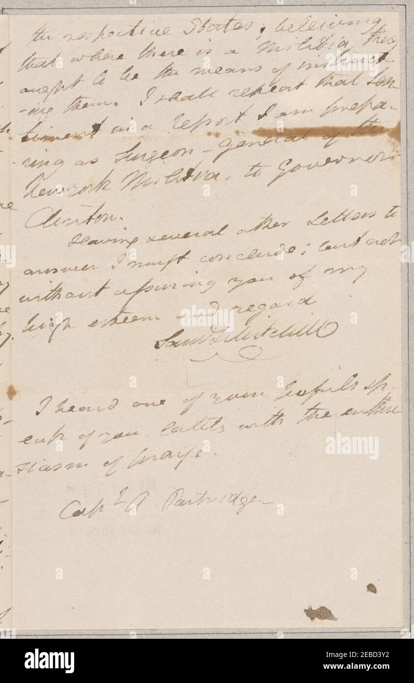 Mitchell, Samuel L. New York. To Captain A. Partridge Stock Photo - Alamy