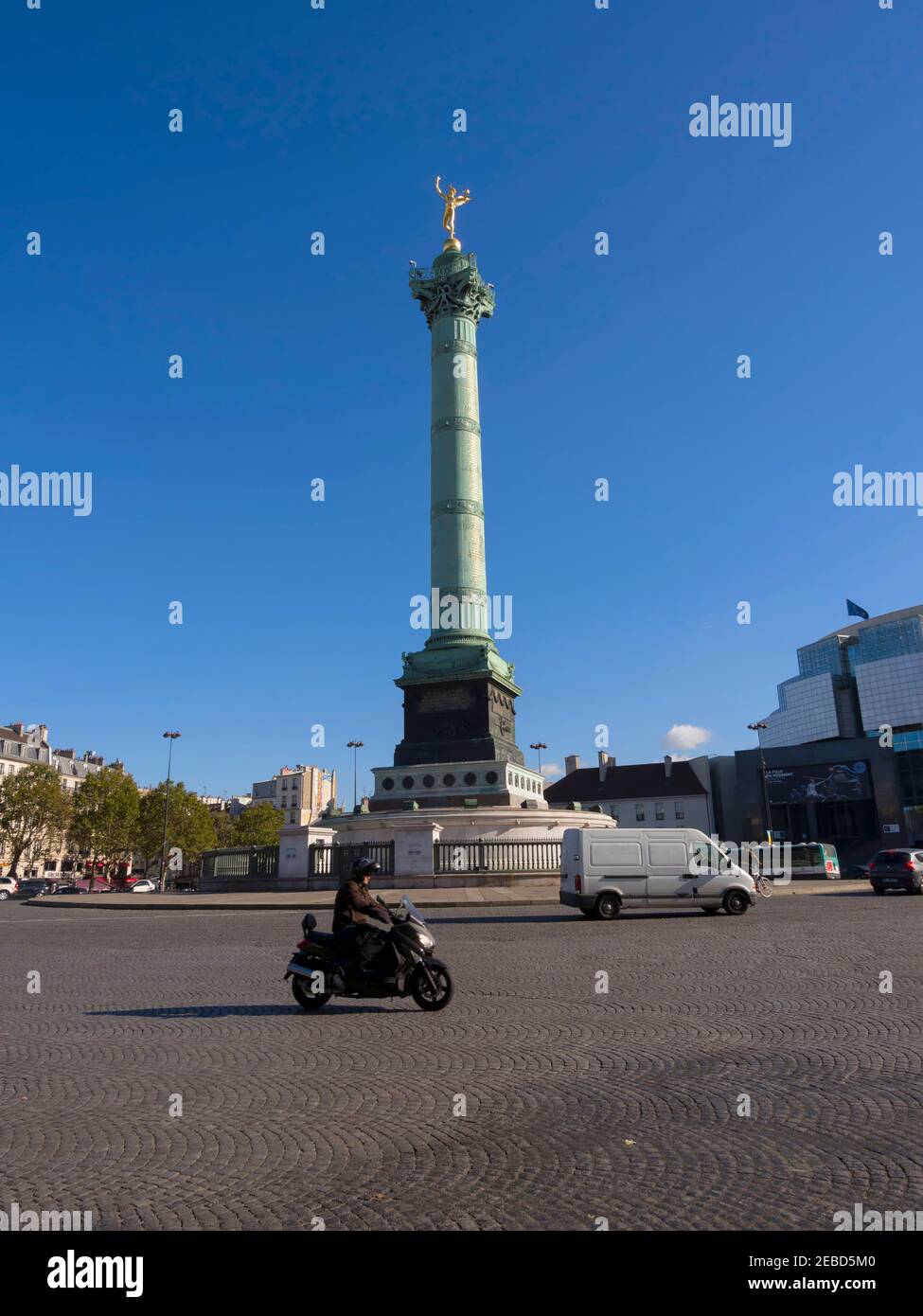 Colonne de Juillet, Paris. The July Column in the Place de la Bastille is a monument to the revolution of 1830. Stock Photo