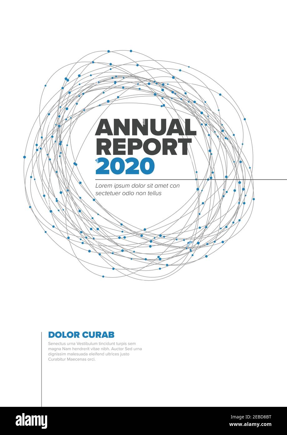Vector abstract annual report cover template with sample text and