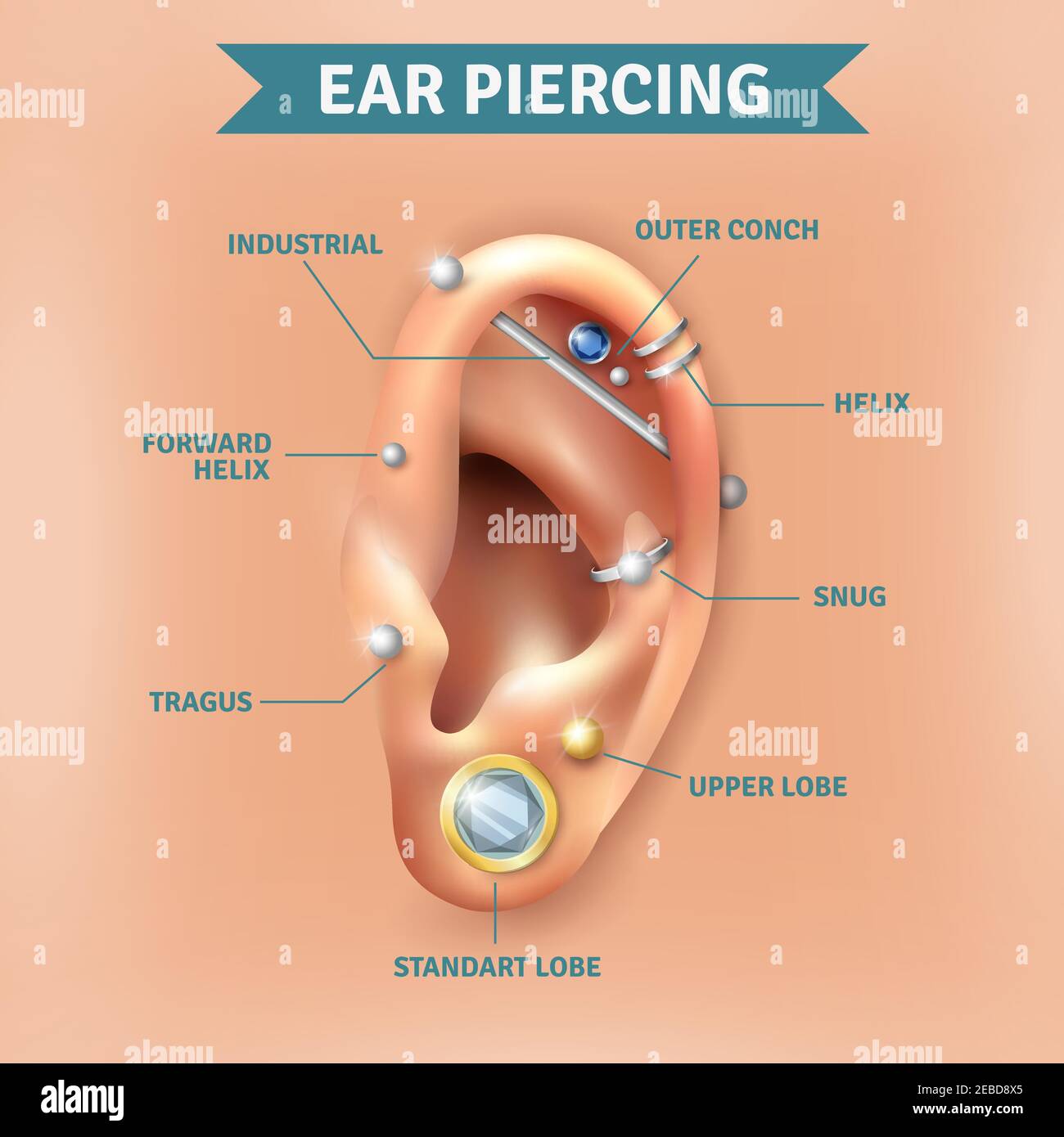 Ear piercing Stock Vector Images - Alamy
