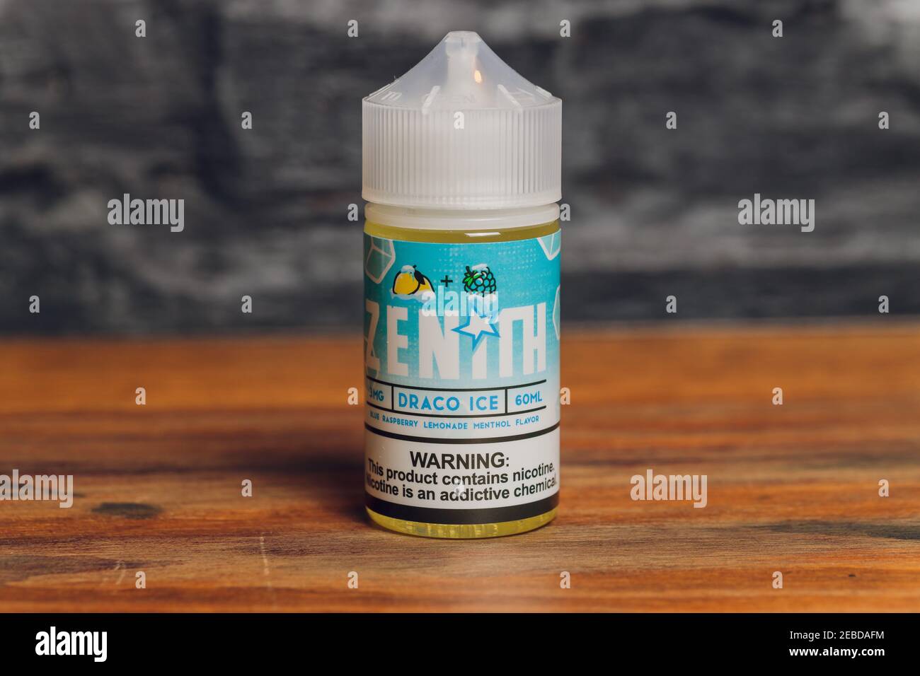 Ufa, Russia, 5 July, 2020: E-liquid e-juice High vape for electronic  cigarette vaping device , on counter in smoke vapor in vape bar in bottles  Zenith Stock Photo - Alamy