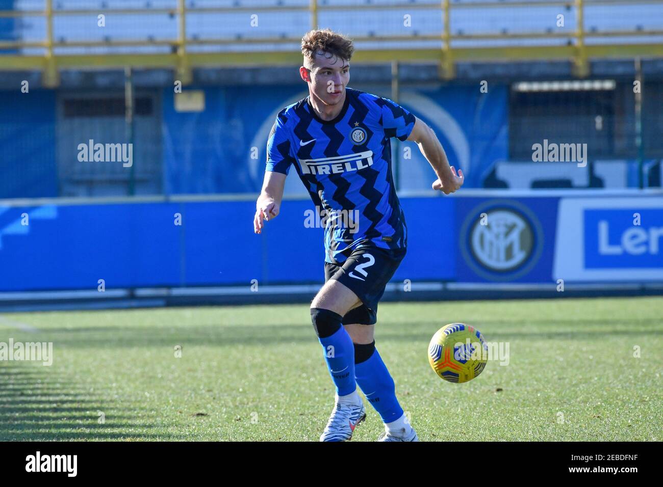Milan, Italy. 11th, February 2021. Tibo Persyn (2) of Inter U-19 seen  during the Campionato Primavera 1 match between Inter and Roma at the  Suning Youth Development Centre, Milan. (Photo credit: Gonzales