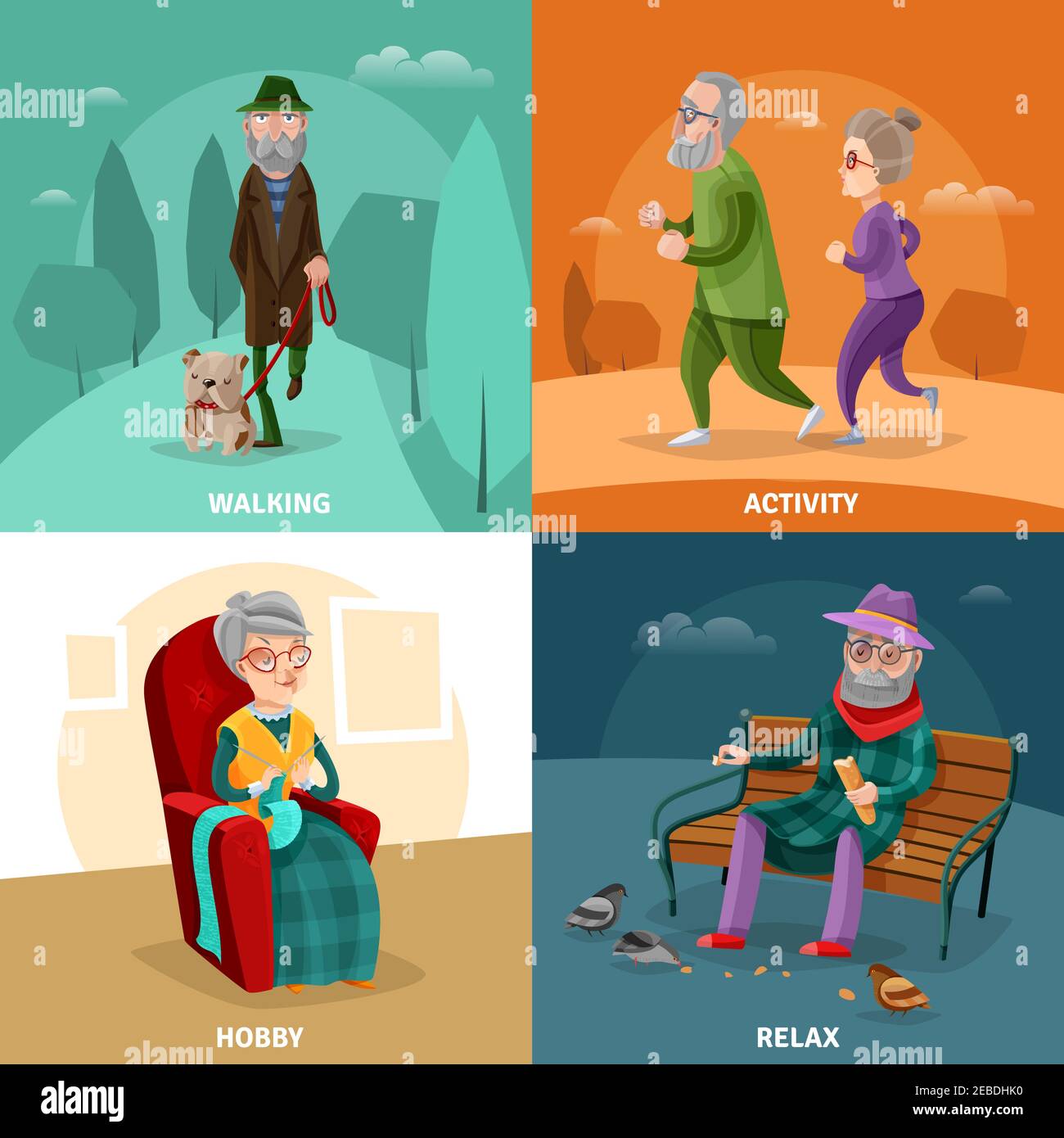 Old people cartoon concept with different activities and recreation at  mature age vector illustration Stock Vector Image & Art - Alamy