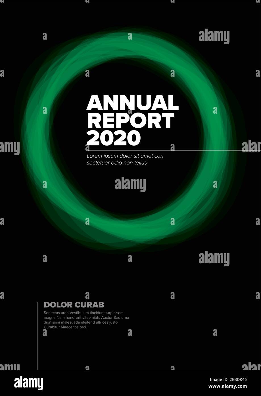 Vector dark green abstract annual report cover template with sample ...