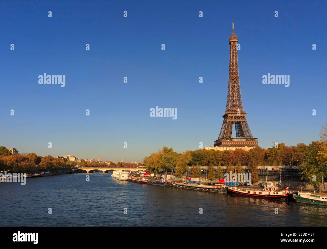 Eiffel Tower and the Seine River in autumn, Paris, France Stock Photo