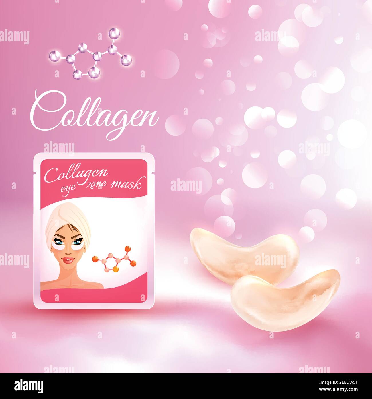 Collagen eyes zone mask for firm hydrated skin cosmetics product label