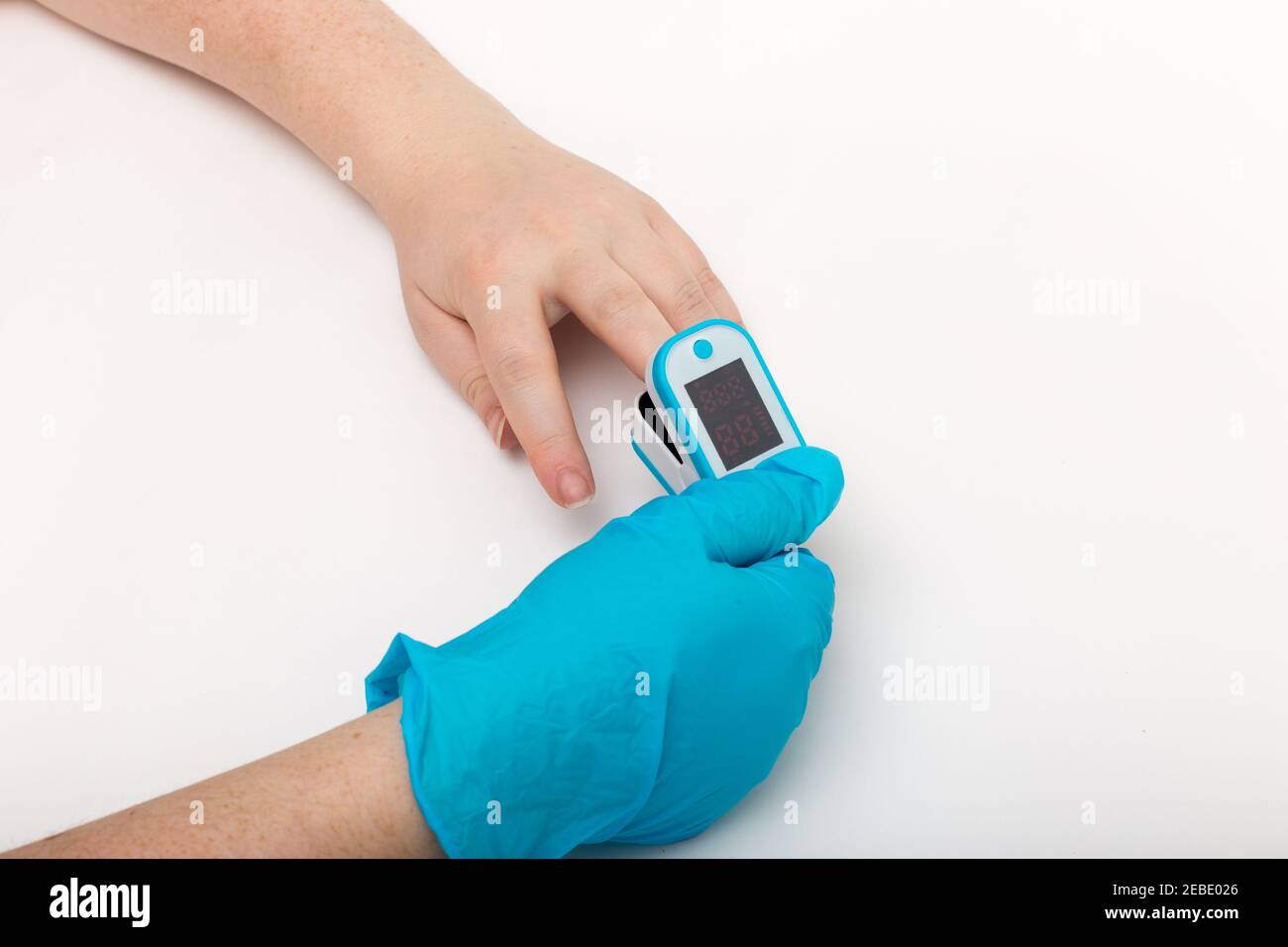 Pulse oximetry with the portative mechanism on white background Stock
