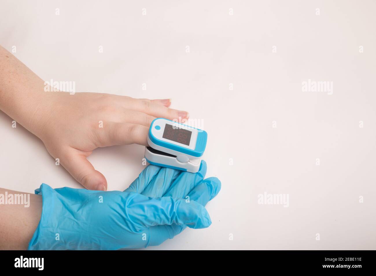 Pulse oximetry with the portative mechanism on white background Stock