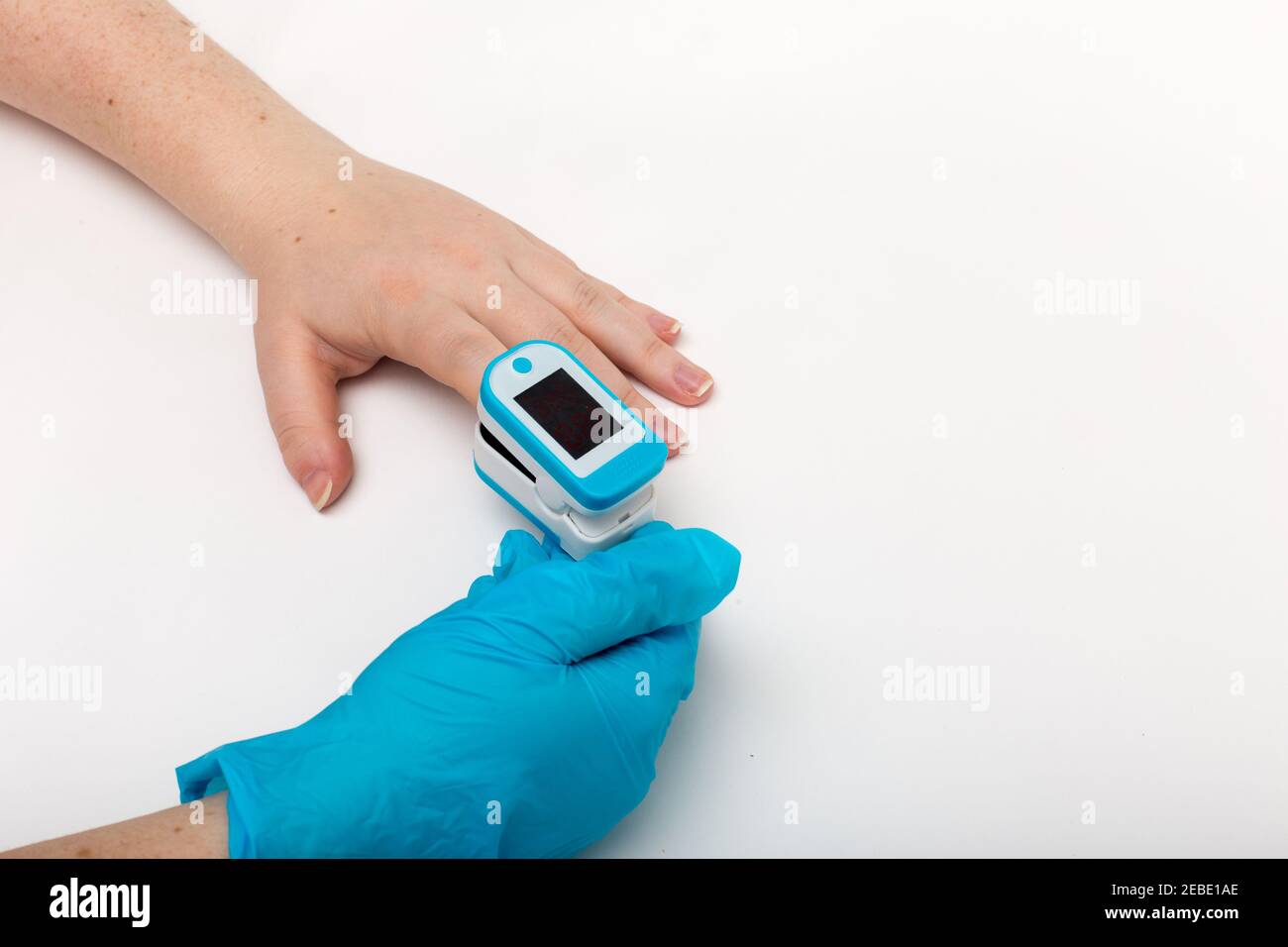 Pulse oximetry with the portative mechanism on white background Stock