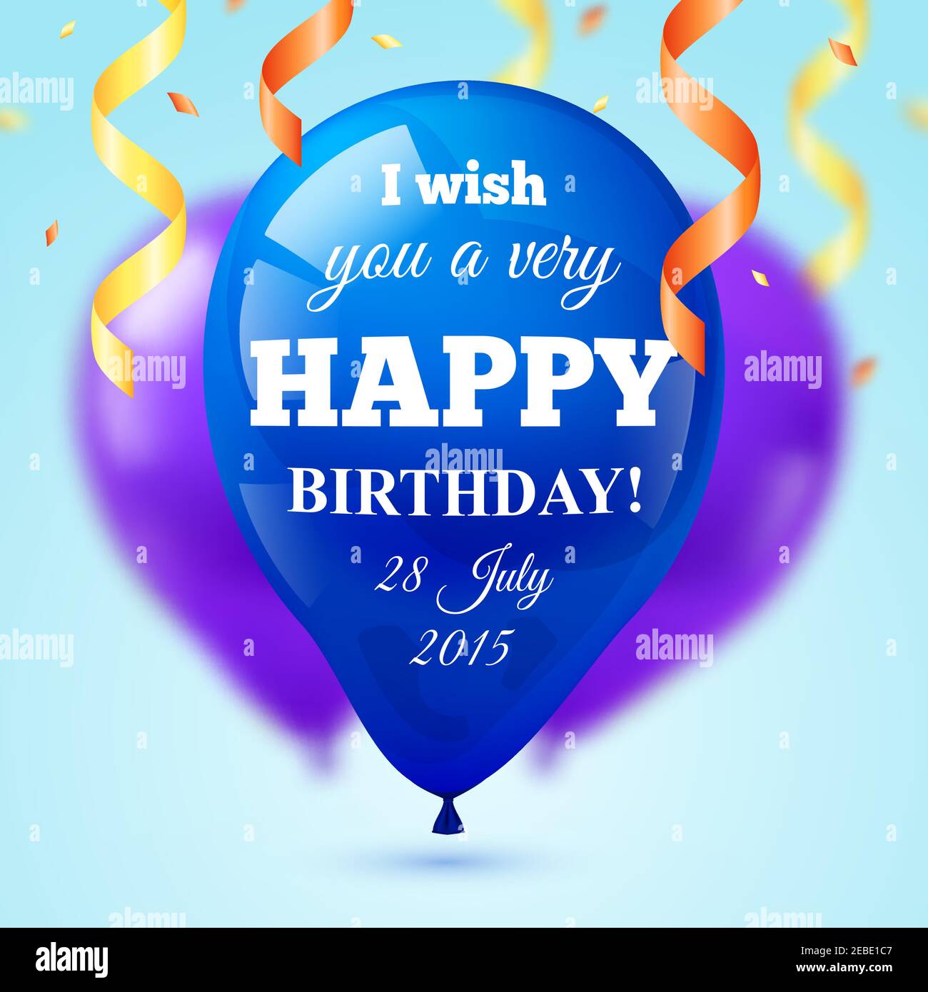 Birthday Congratulation Postcard Template With Balloons And Confetti 