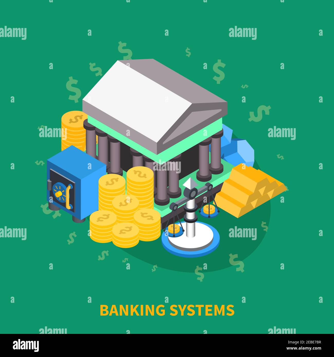 Banking systems financial isometric icons round composition with bank ...