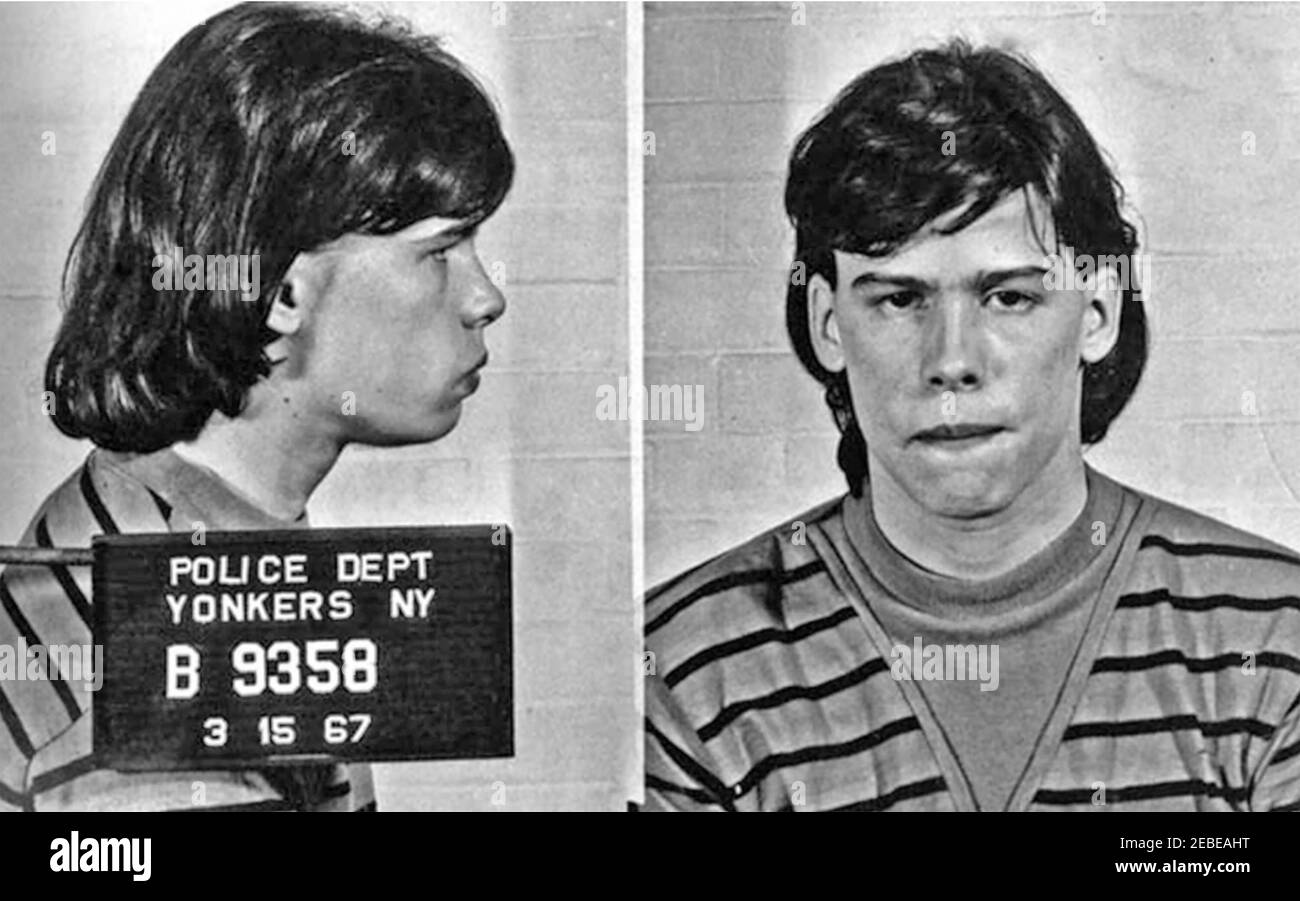 STEVEN TYLER in a New York police mugshot following his arrest for possession of marijuana in March 1967. Later he was lead singer with the rock group Aerosmith Stock Photo