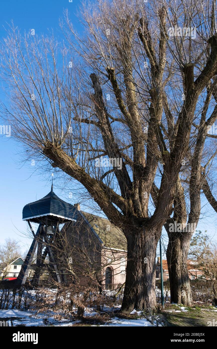 Reformed church with typical wooden bell tower 'Klokkenstoel' with