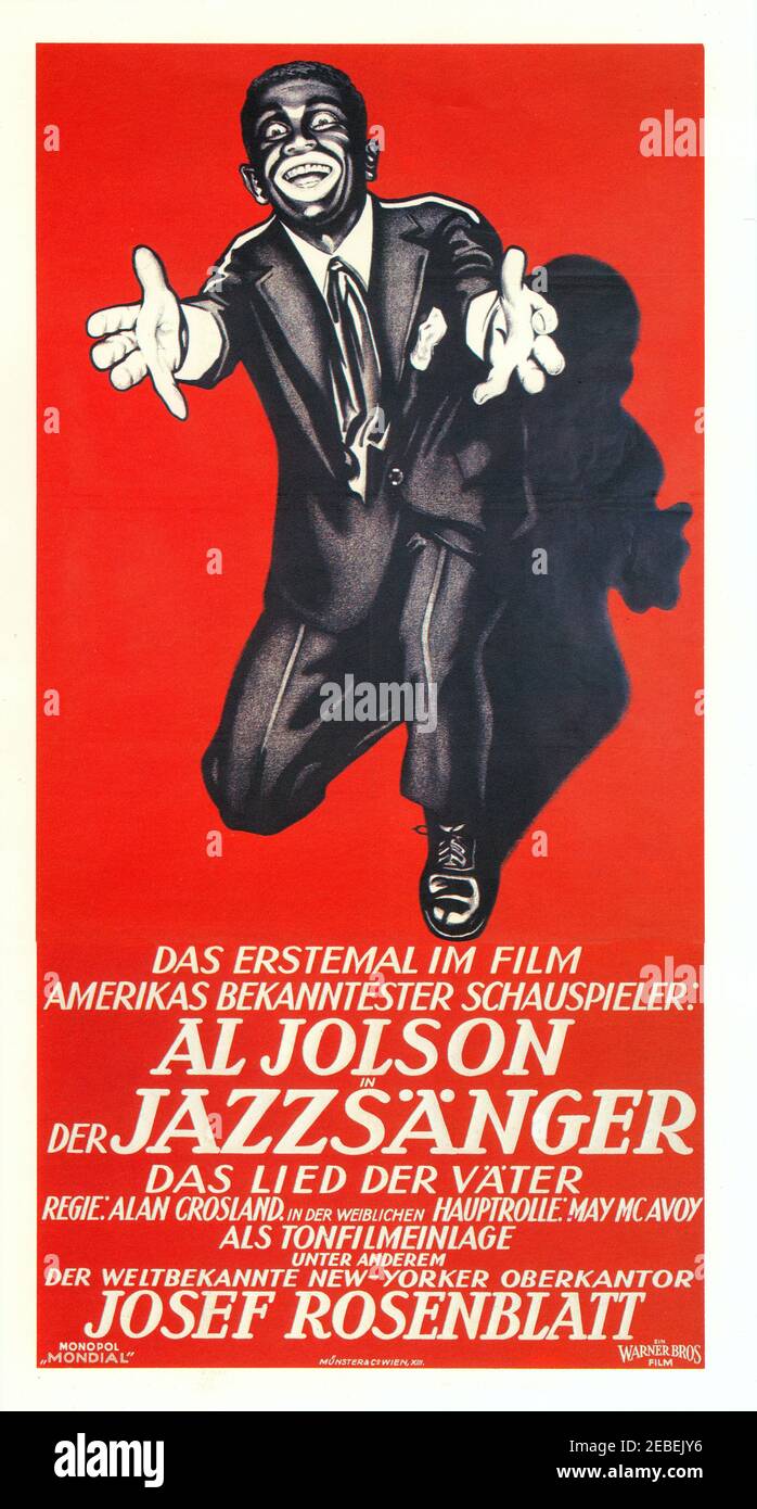 Al Jolson, German Movie Poster for the Film, 'The Jazz Singer, Warner Bros., 1927 Stock Photo