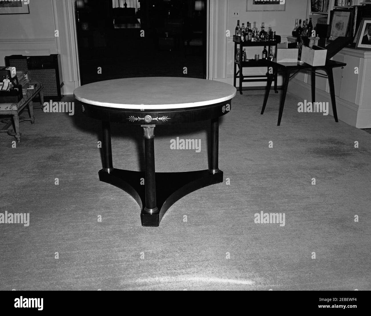 Mahogany tables Black and White Stock Photos & Images - Alamy
