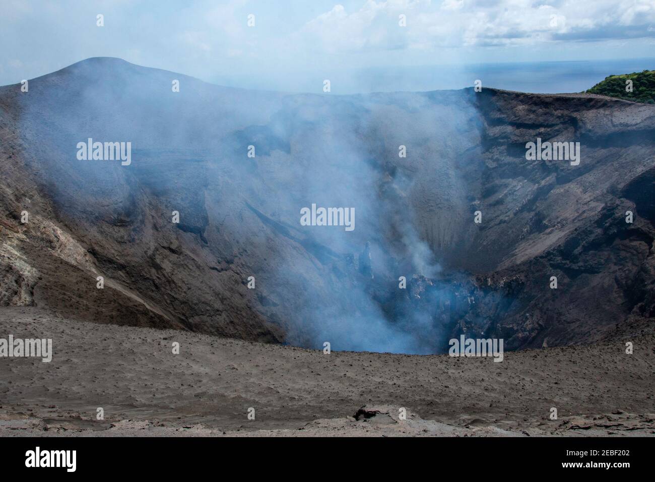 Smoking crater, Mount Yasur active volcano, Tanna Island, Vanuatu Stock Photo