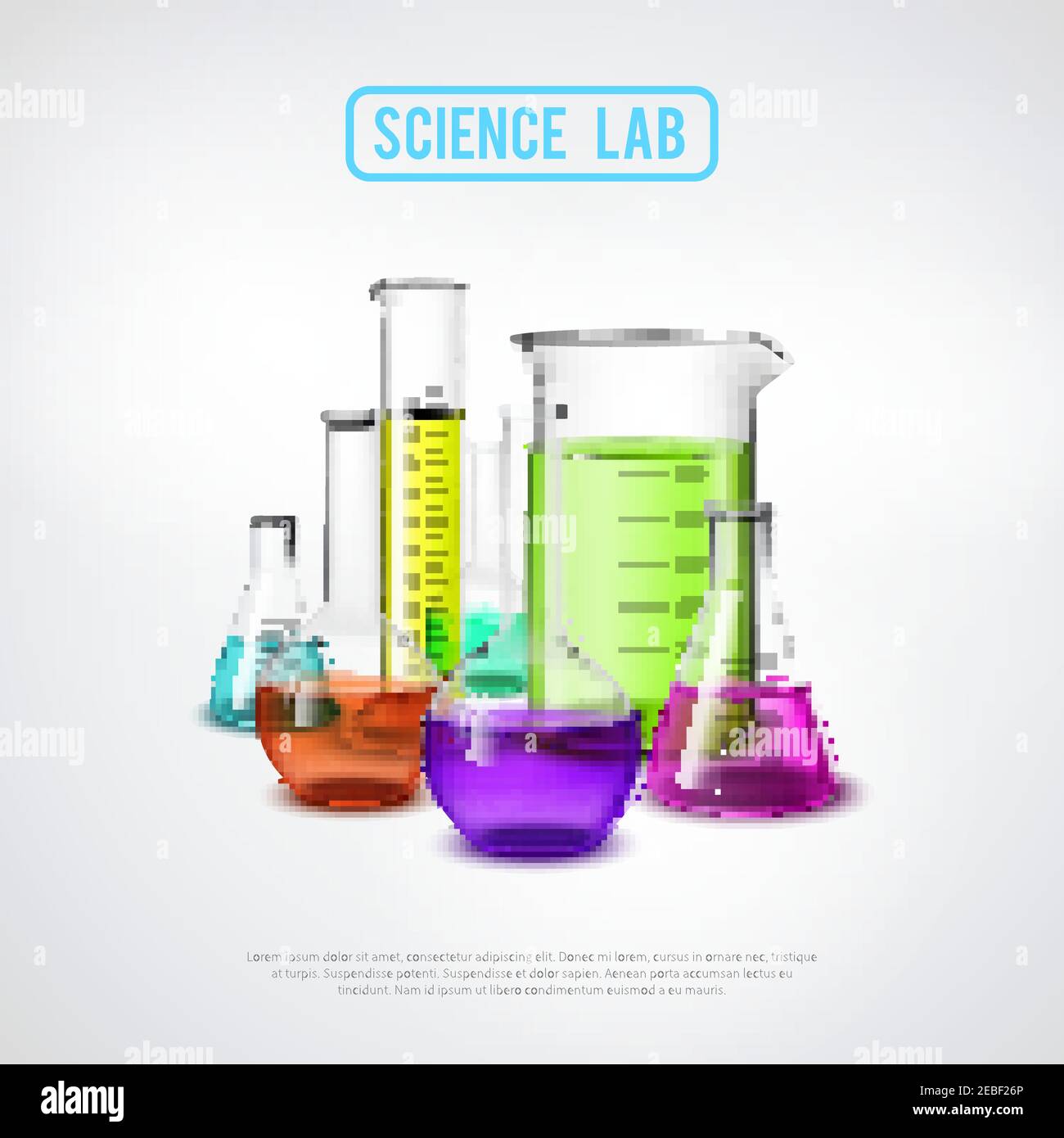 Laboratory equipment composition with realistic glass test tubes