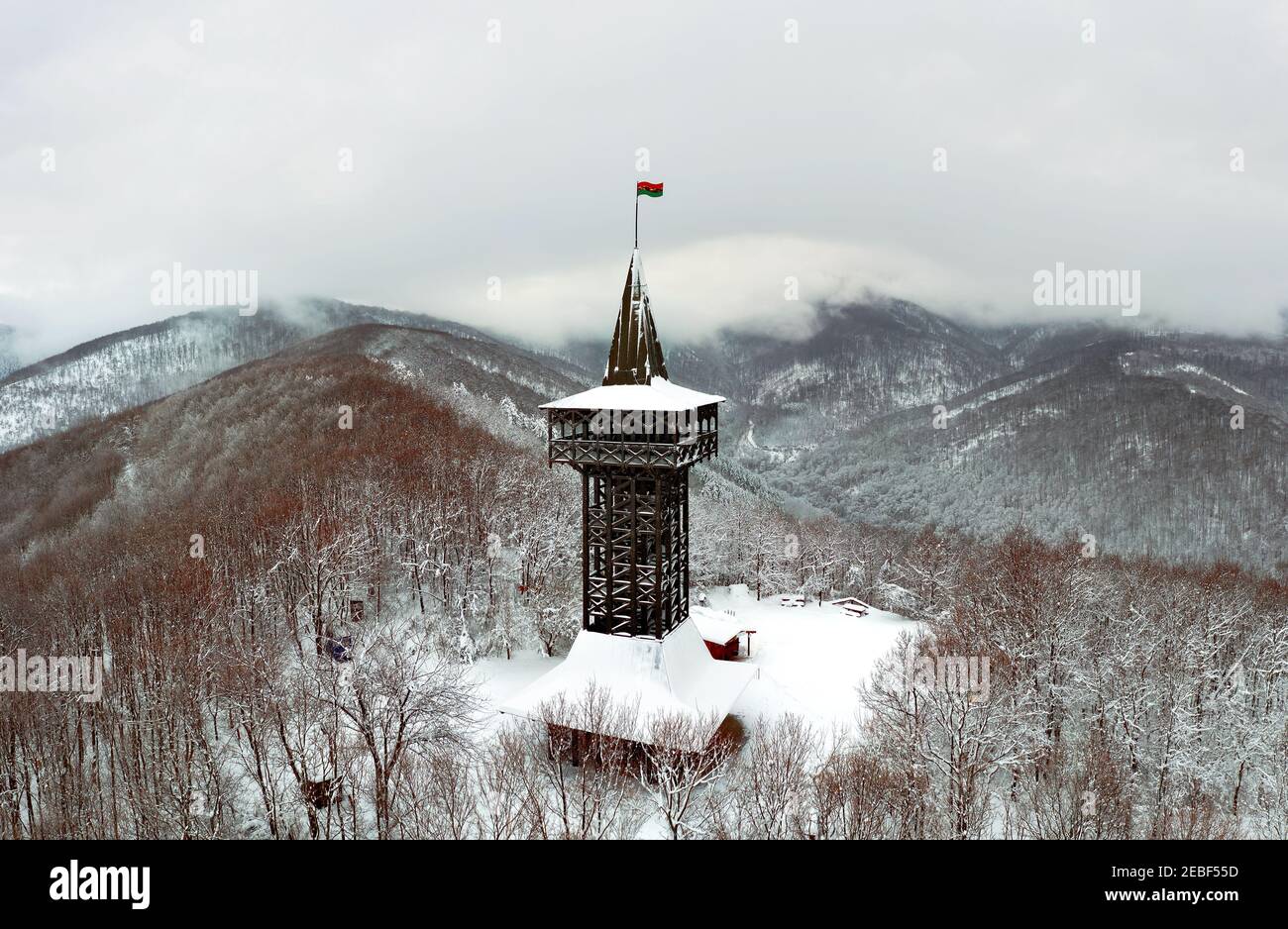 Millenium Lookout tower near by Szilvásvárad Hungary. Amazing view to the Szalajka valley and Bukk mountains and the Szilvasvarad town. A part of Bukk Stock Photo