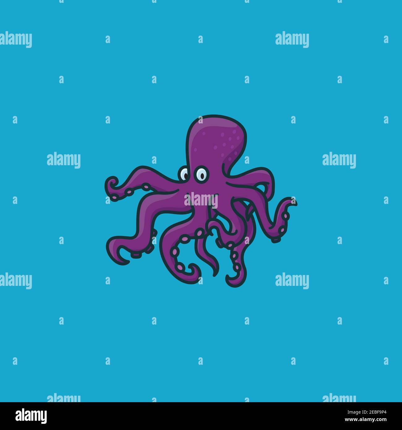 Octopus Cartoon character vector illustration fore World Octopus Day on October 8 Stock Vector