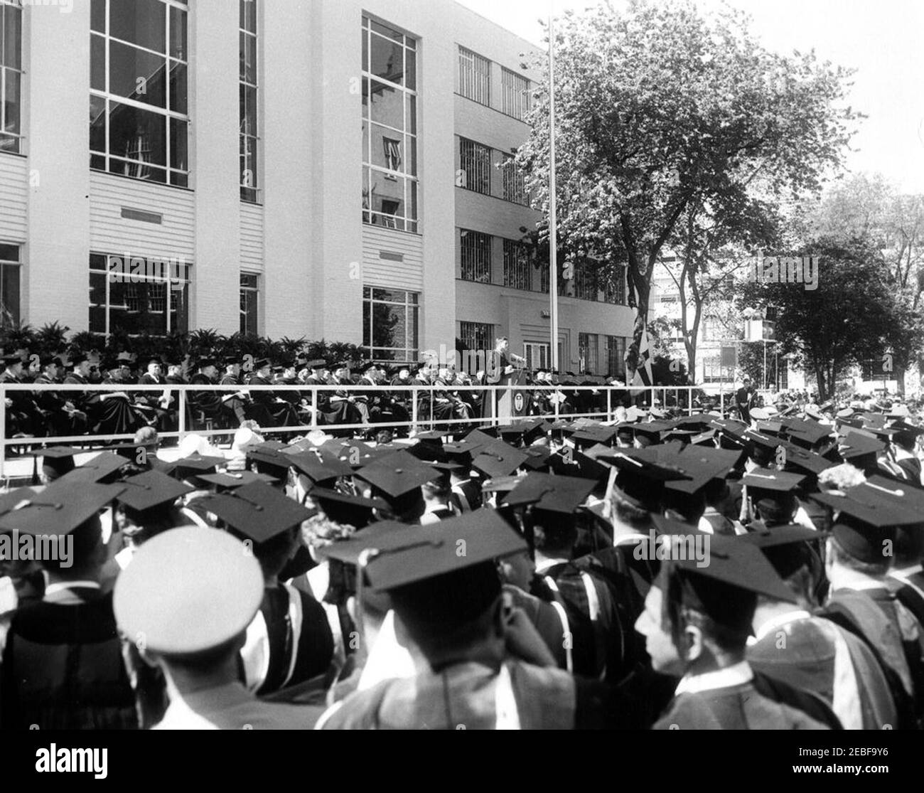 Address at Washington University, 1045AM. President John F. Kennedy addresses audience