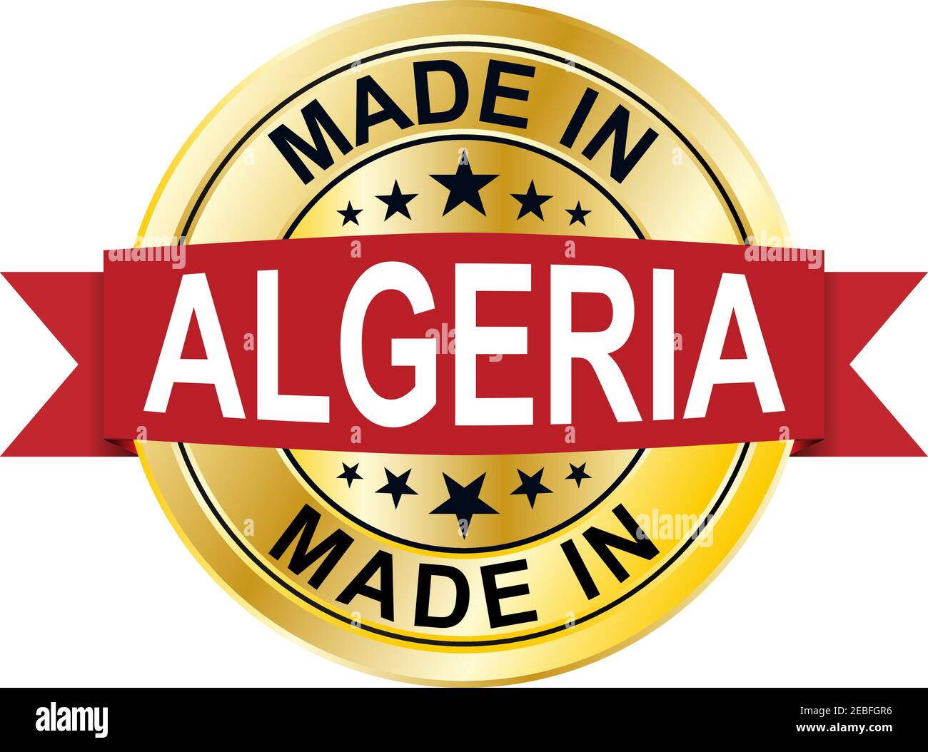 Made in Algeria gold medal label vector design on white Stock Vector