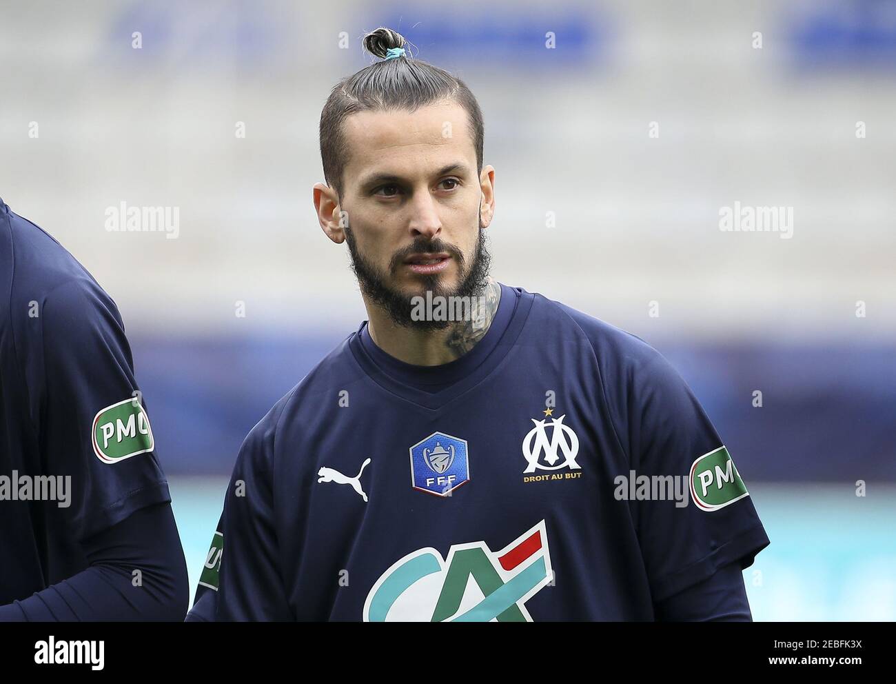 Dario Benedetto of Marseille during the French Cup, round of 64 football  match between AJ Auxerre (AJA) and Olympique de Marseille (OM) on February  10, 2021 at Stade Abbe Deschamps in Auxerre,