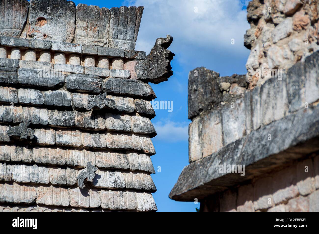 Part of the Governor's Palace at the Mayan ruins of Uxmal in Yucatán, Mexico Stock Photo