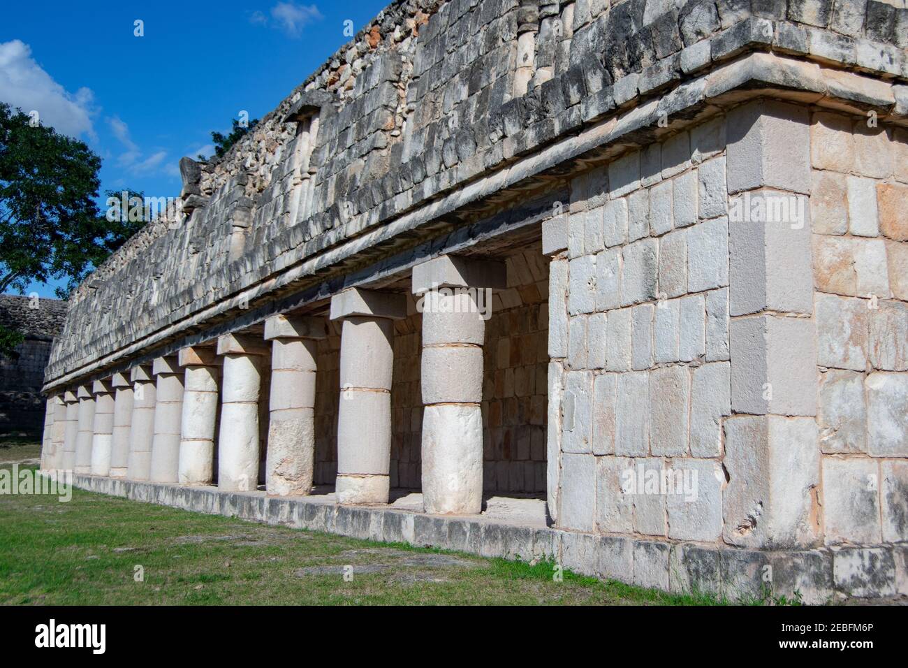 Group of the columns at the Mayan ruins of Uxmal in Yucatán, Mexico Stock Photo
