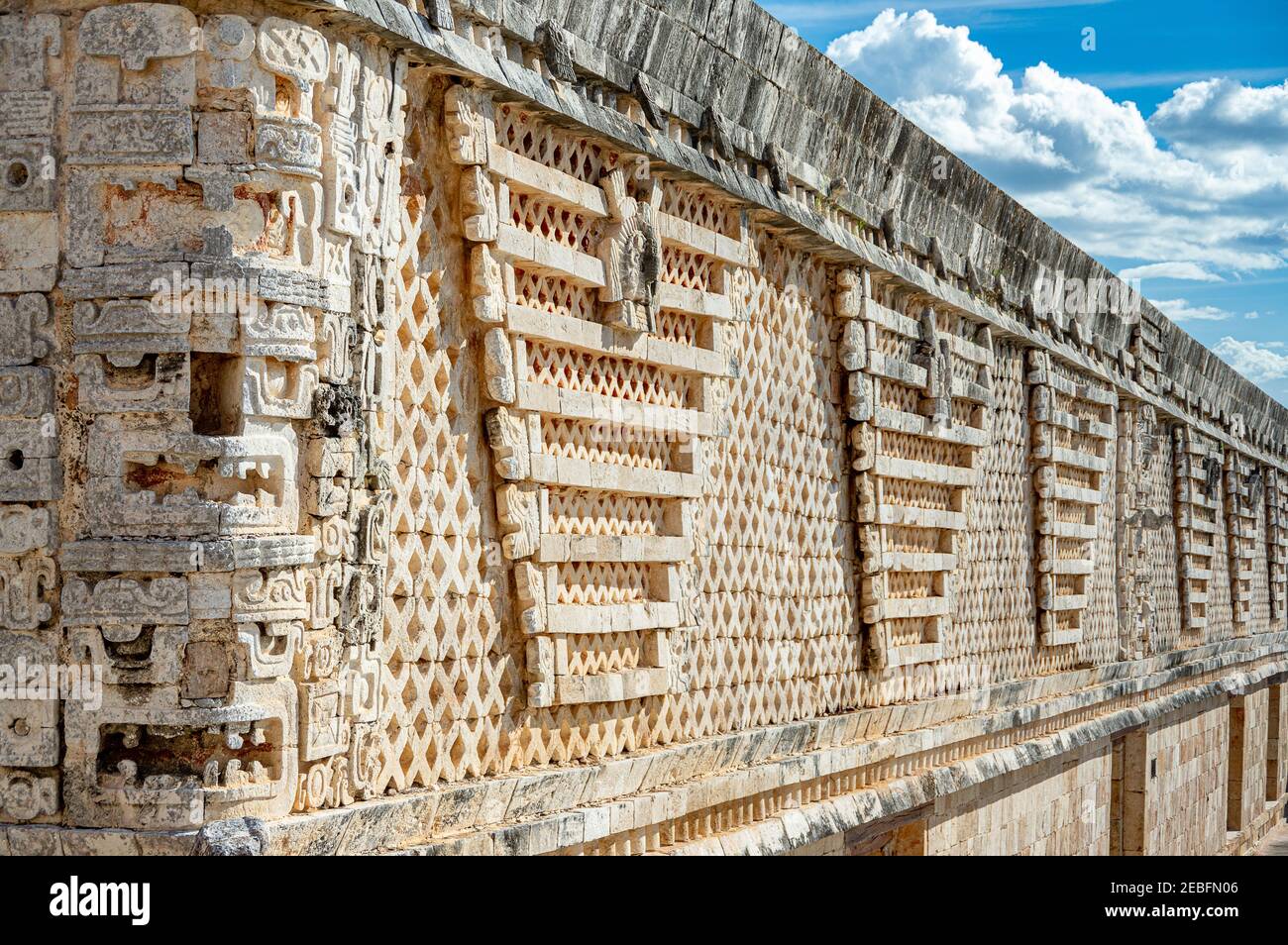 Part of the Governor's Palace at the Mayan ruins of Uxmal in Yucatán, Mexico Stock Photo