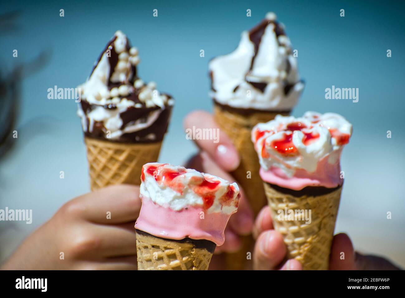 Chocolate and strawberry ice creams Stock Photo