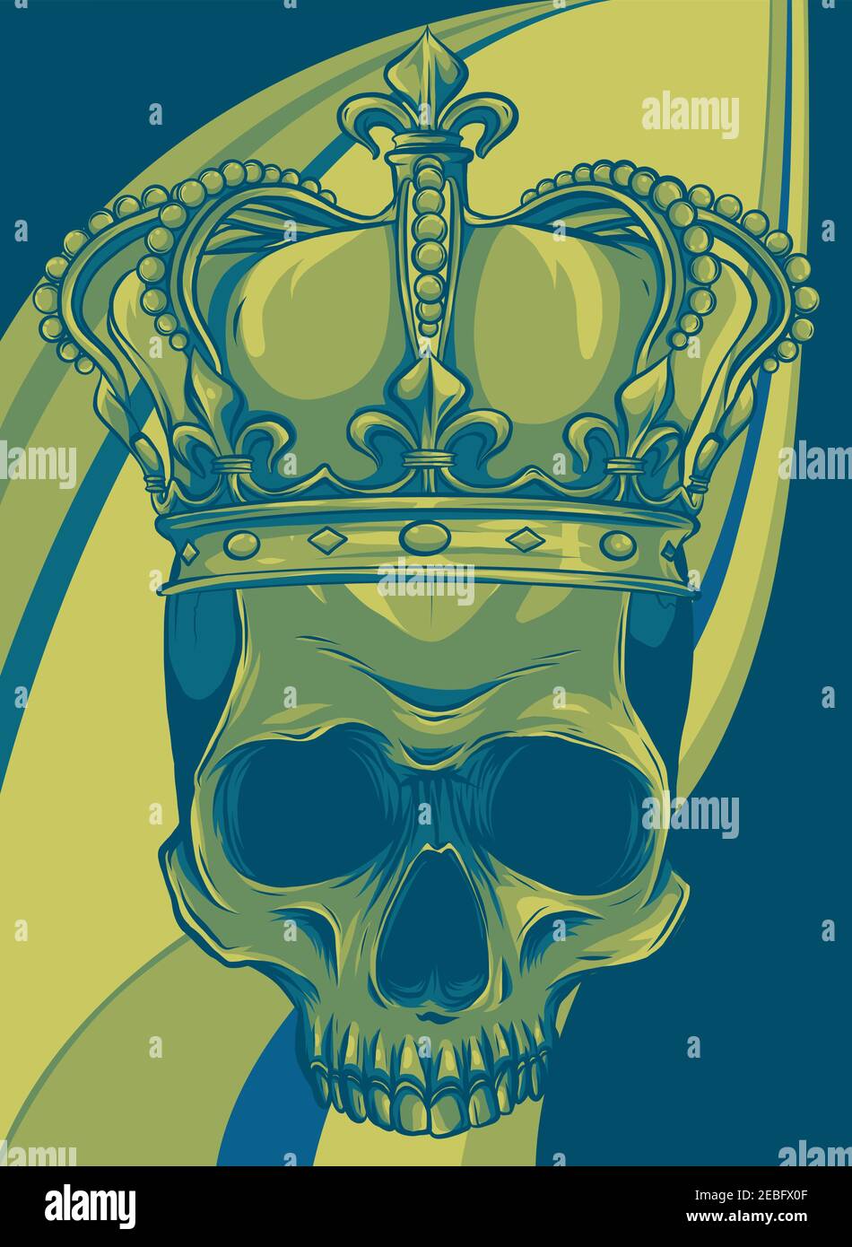 Skull King Crown design element vector illustration Stock Vector Image ...