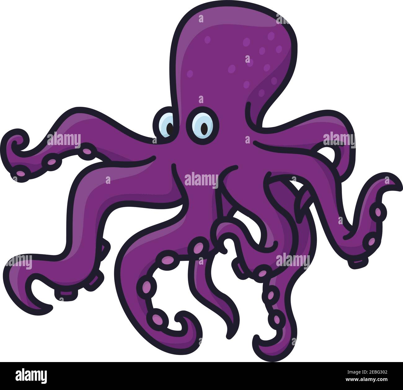 Octopus Cartoon character isolated vector illustration fore World Octopus Day on October 8 Stock Vector