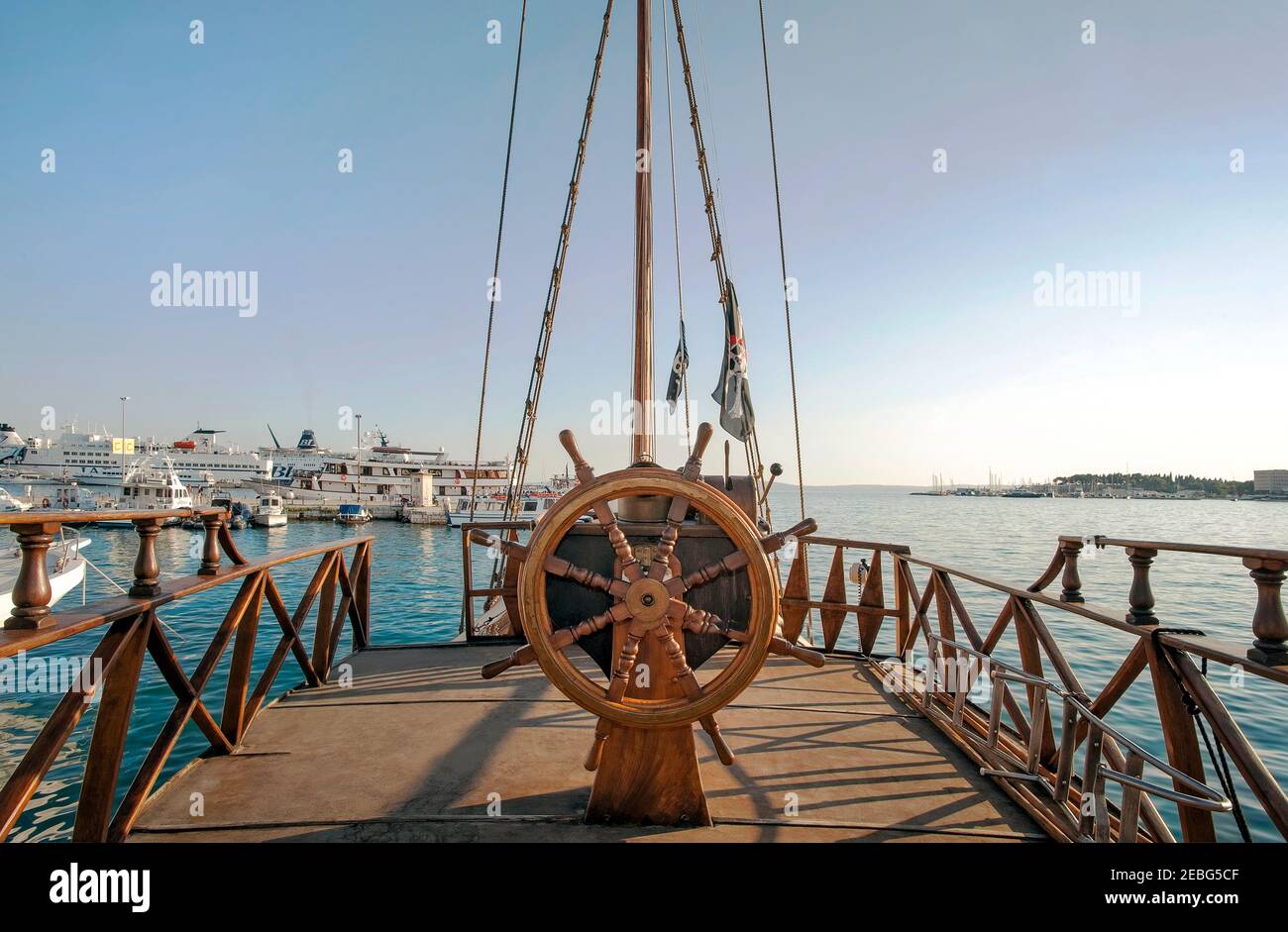 Split - Croatian - Dalmatia - August 26, 2018: Old wooden sailing boat. Stock Photo