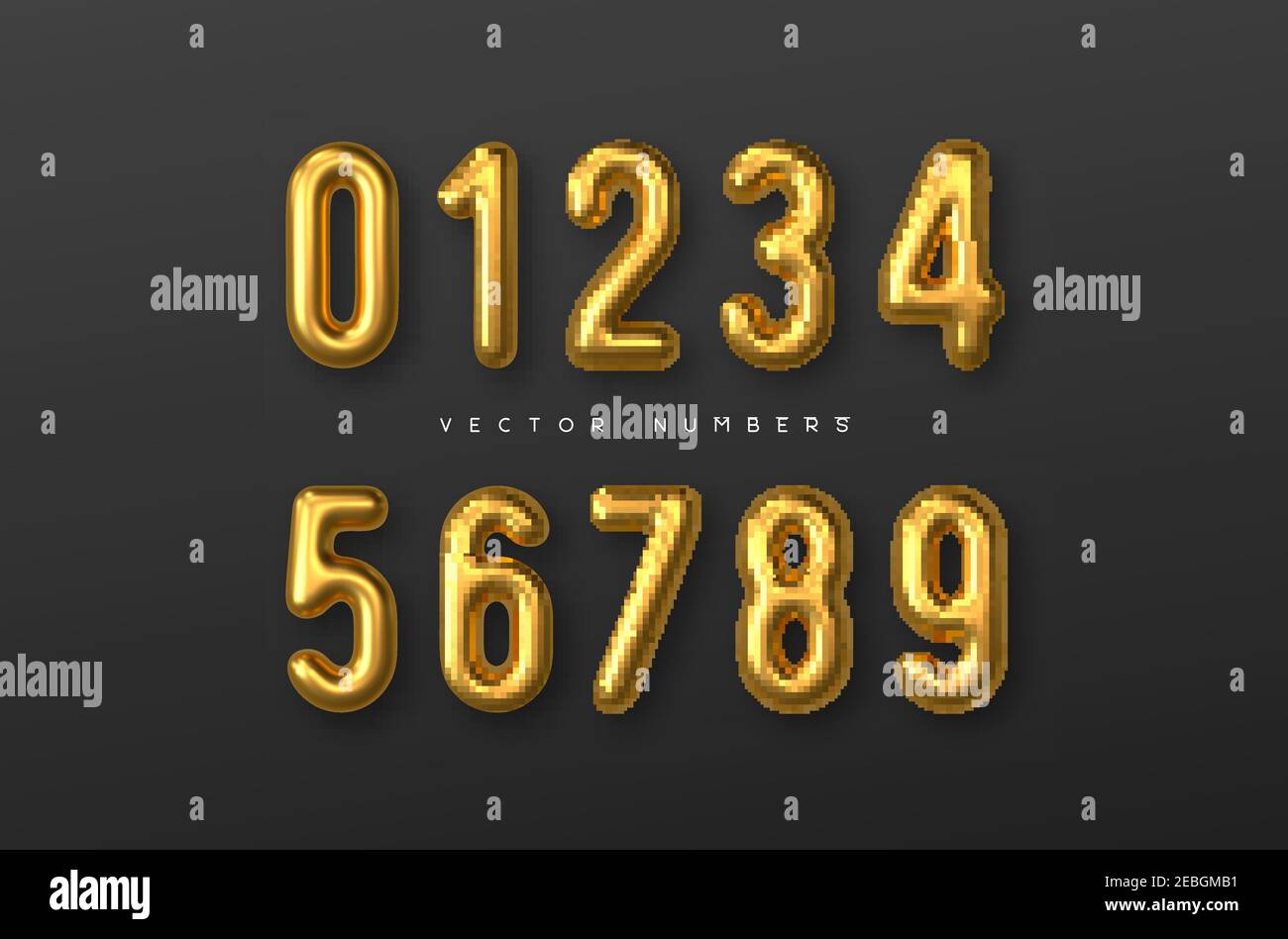 Golden numbers vector set. Stock Vector