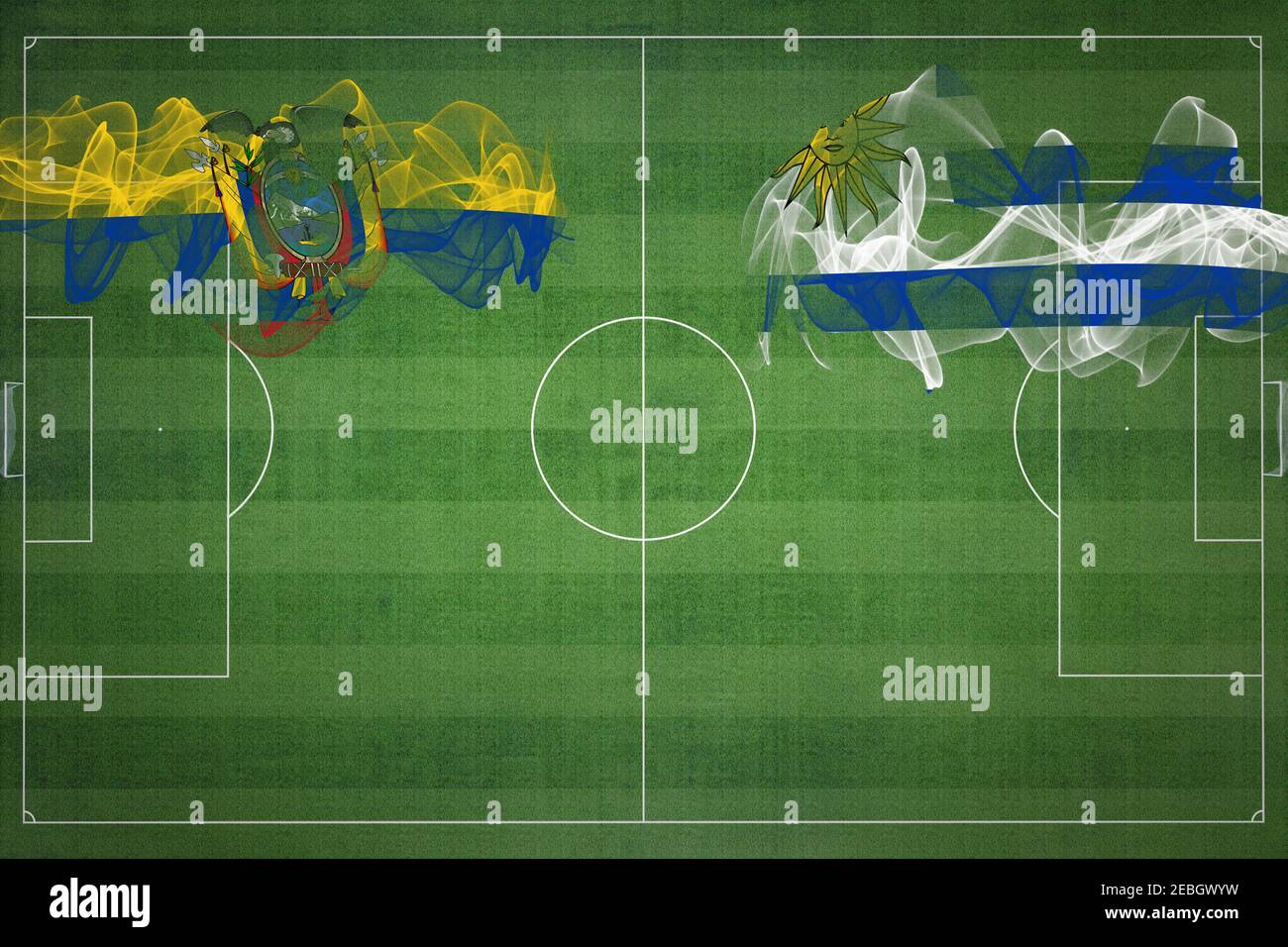 Ecuador vs Uruguay Soccer Match, national colors, national flags