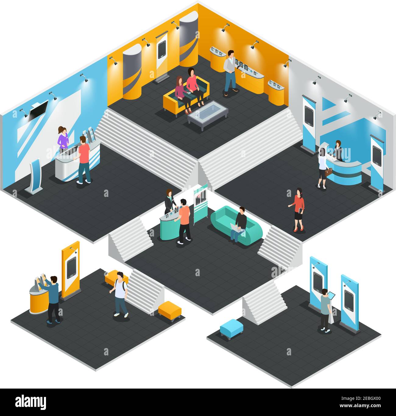 Multiple Store Drawing Multistore interior template with exhibition stands isometric ...