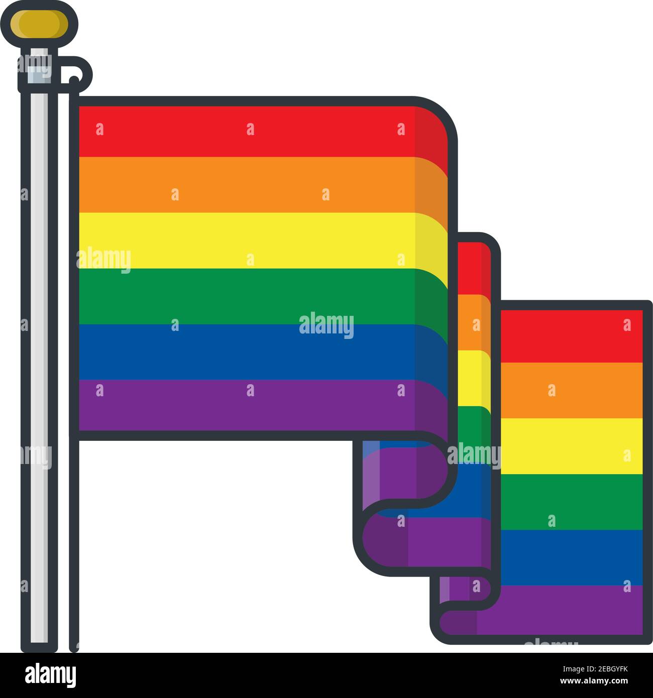 Gay Pride rainbow colored flag isolated vector illustration for Coming Out Day on October 11 Stock Vector