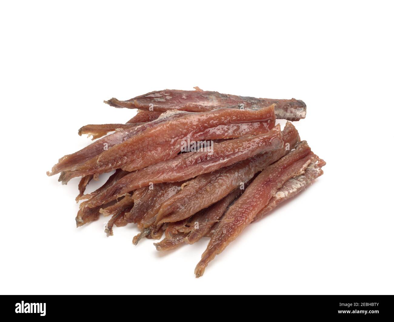 Salted anchovies on white Stock Photo