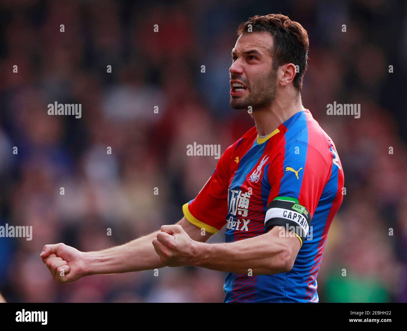 Soccer Football - Premier League - Crystal Palace v Huddersfield Town - Selhurst Park, London, Britain - March 30, 2019  Crystal Palace's Luka Milivojevic celebrates scoring their first goal    Action Images via Reuters/Andrew Couldridge  EDITORIAL USE ONLY. No use with unauthorized audio, video, data, fixture lists, club/league logos or 'live' services. Online in-match use limited to 75 images, no video emulation. No use in betting, games or single club/league/player publications.  Please contact your account representative for further details. Stock Photo