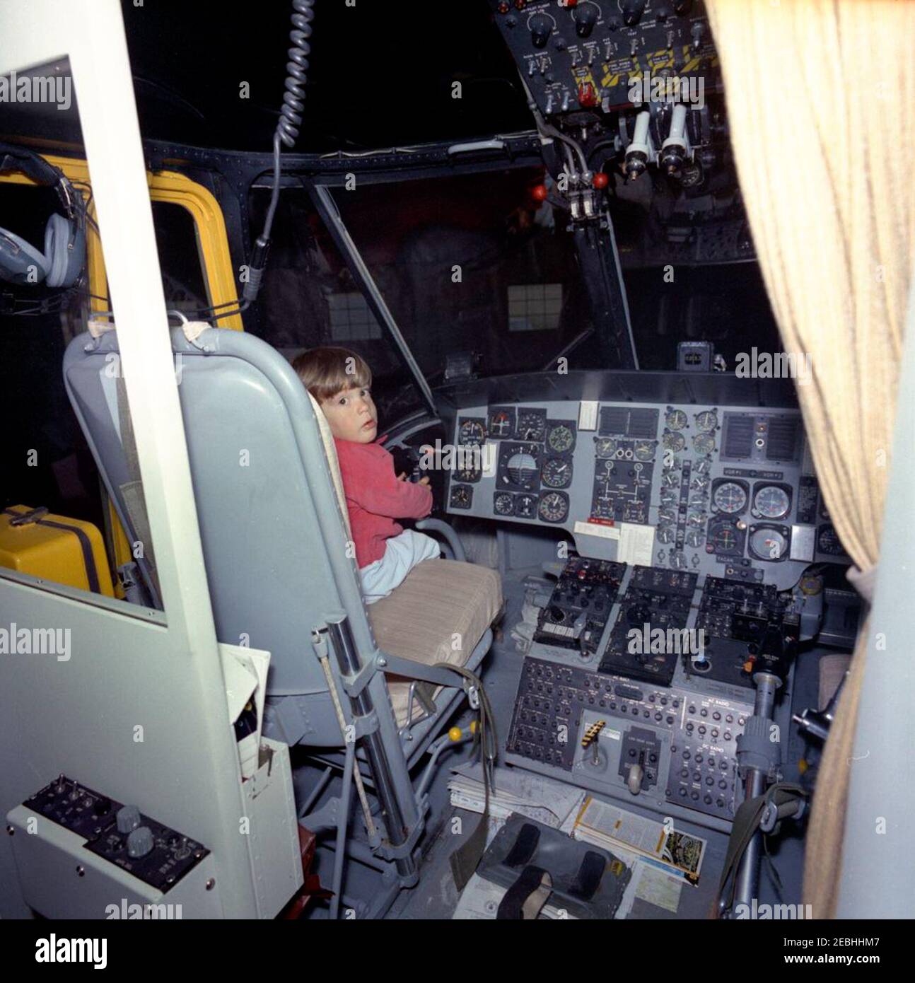Weekend at Camp David. John F. Kennedy, Jr., sits in the pilotu0027s seat  of the Presidential helicopter during a weekend trip to Camp David in  Frederick County, Maryland Stock Photo - Alamy