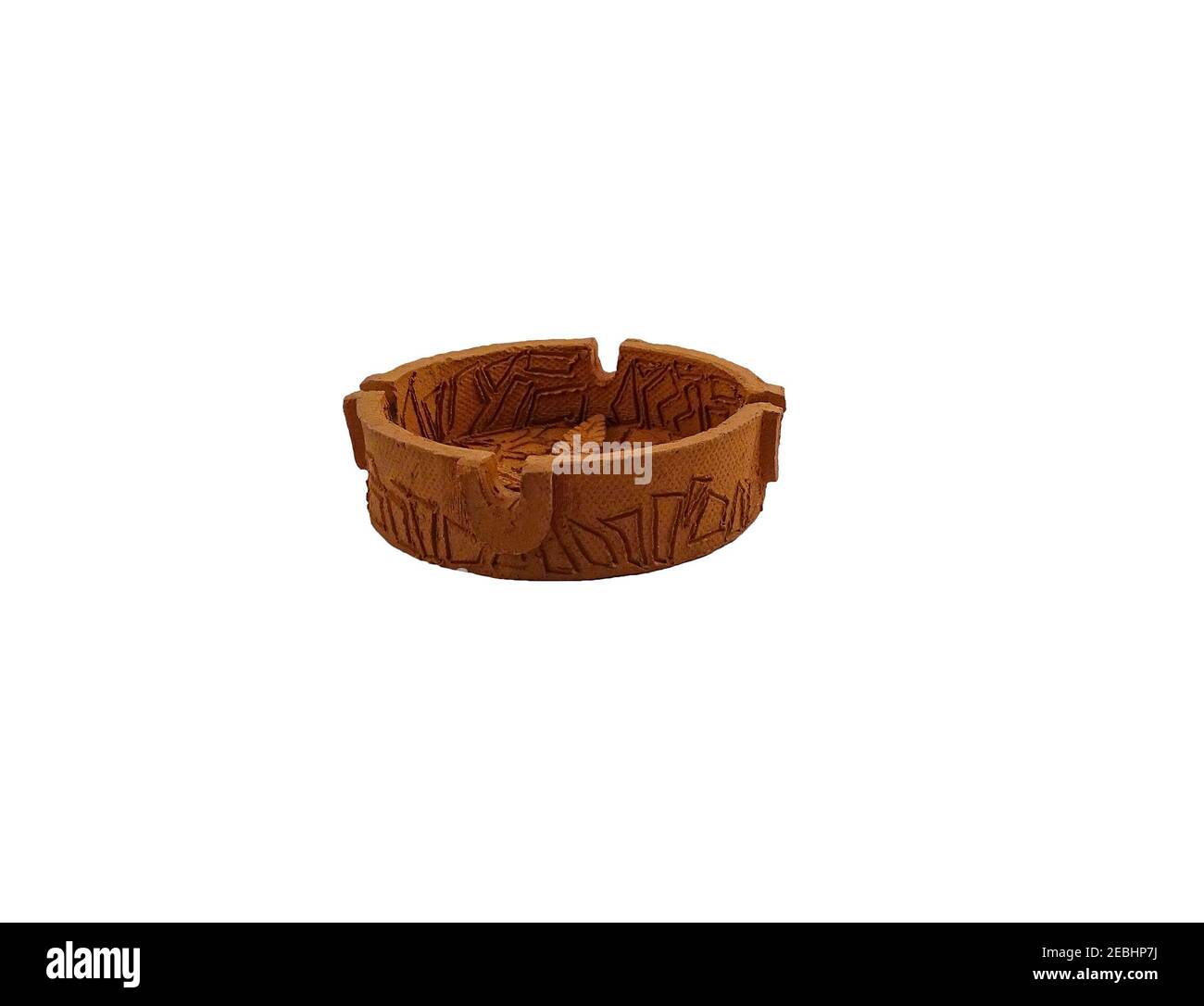 Round terracotta ashtray on a white background Stock Photo