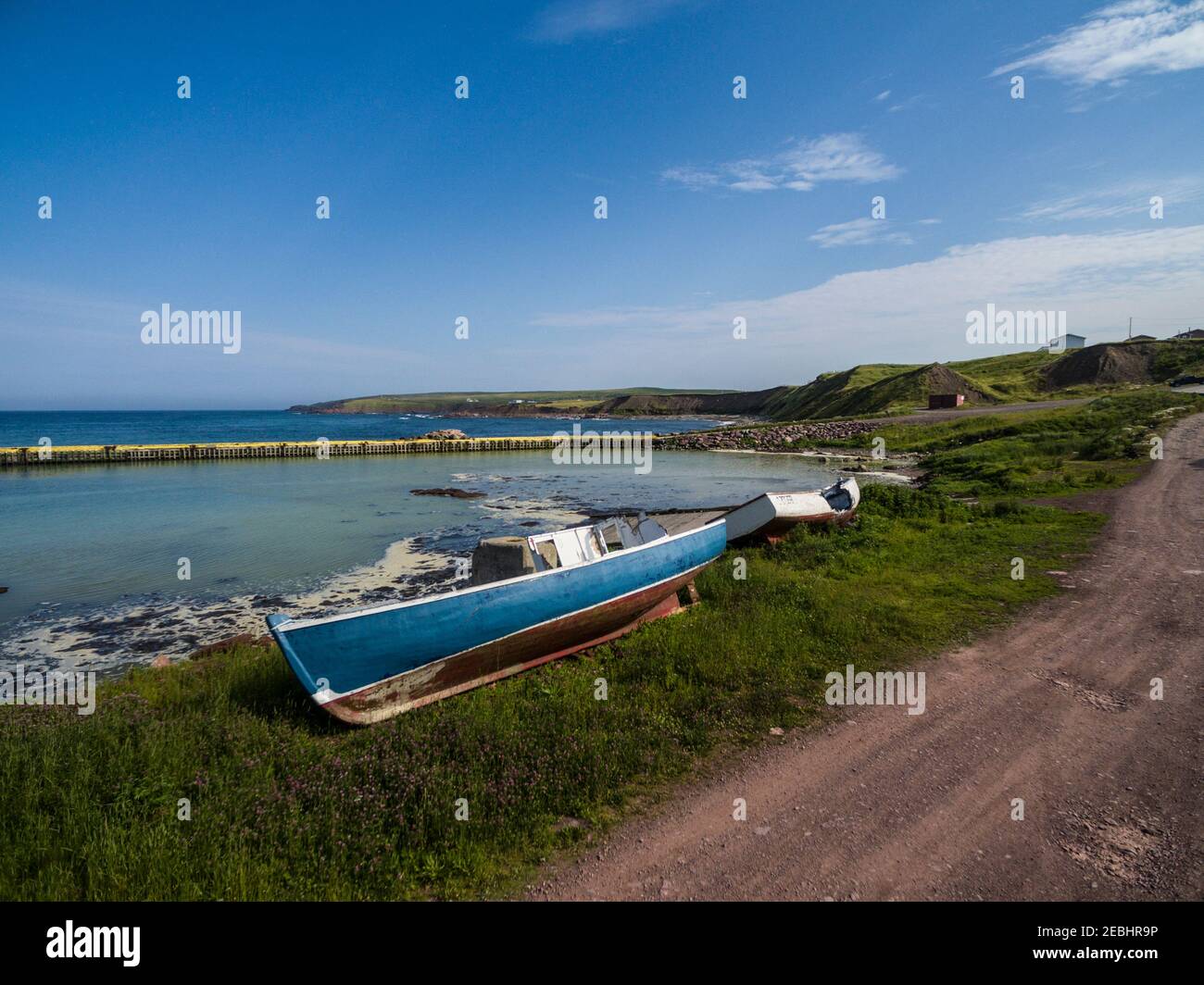 Harbour and fishing boats, St. Bride's, Newfoundland, Canada Stock